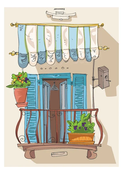 Cute balcony - cartoon — Stock Vector