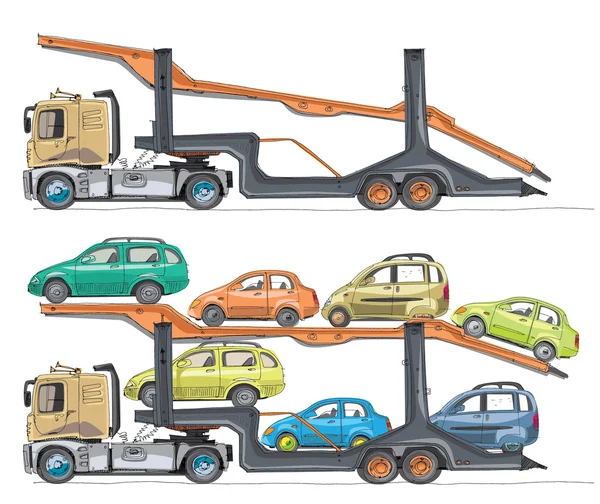 Cars transporter - cartoon — Stockový vektor
