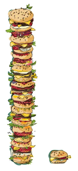 真的大堆的汉堡包 — 图库矢量图片