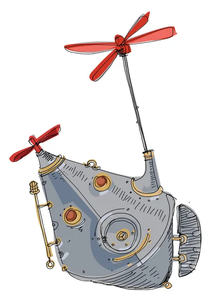 Steampunk vlucht machine — Stockvector