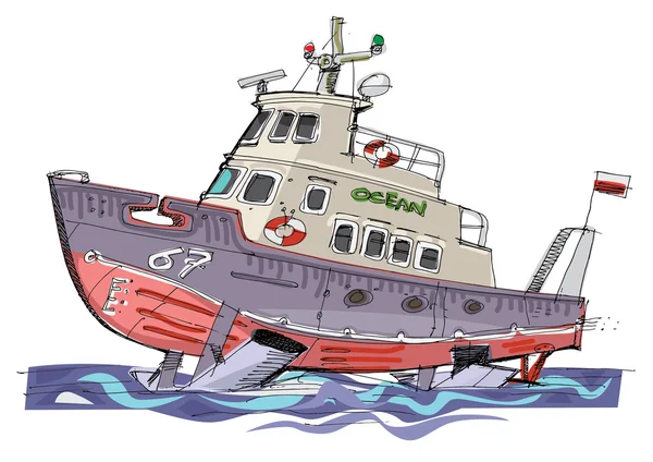 Motorboot - Cartoon Illustration — Stockvektor