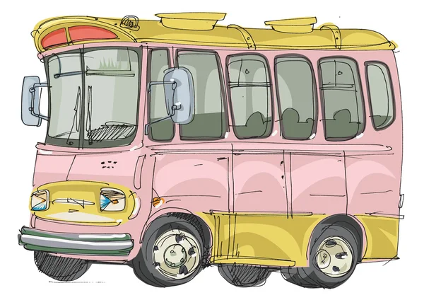 Oldtimer-Bus - Cartoon — Stockvektor