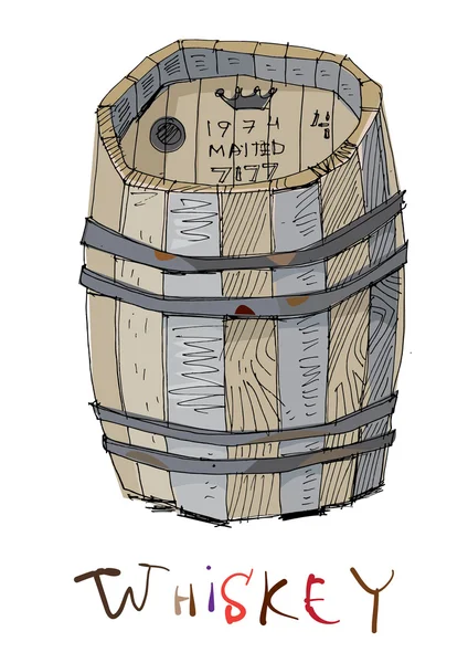 Старый бочонок виски — стоковый вектор
