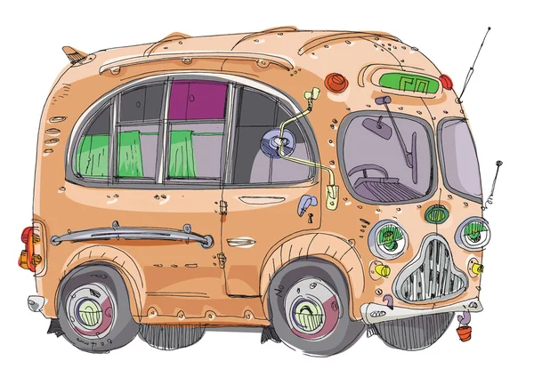 Ônibus vintage - desenhos animados — Vetor de Stock