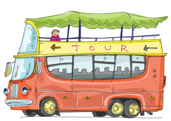 Çift katlı Turist otobüsü — Stok Vektör