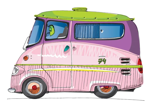 Caravan - motor home - cartoon — Stock Vector