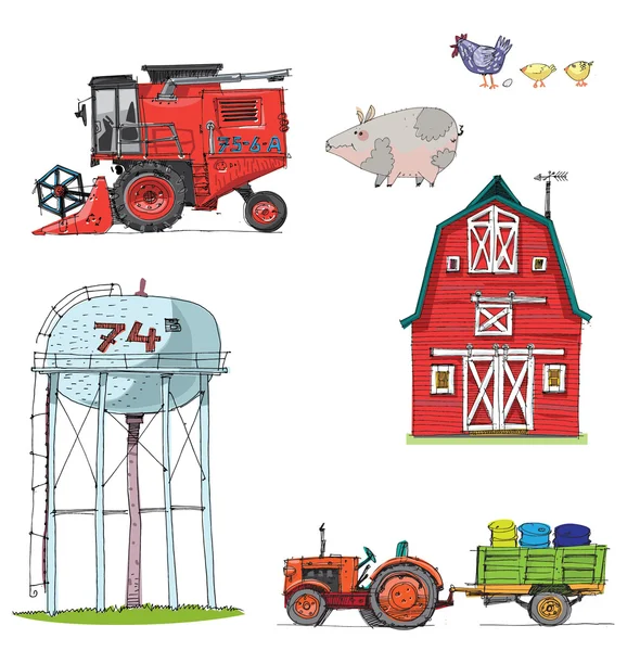 Farm Set illustration — Stock Vector