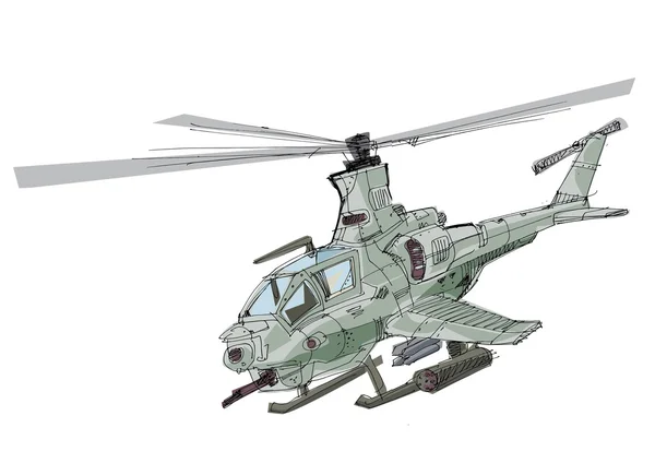 Helicóptero militar - desenho animado — Vetor de Stock