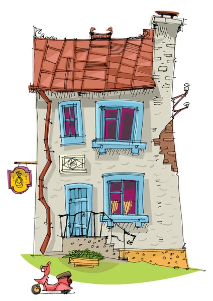 Gebruikelijke huis - cartoon — Stockvector