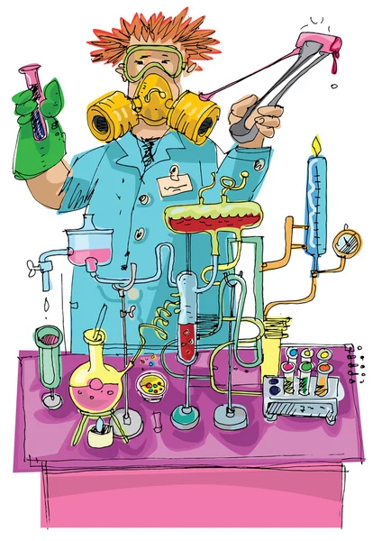 Naukowiec - chemik - kreskówki — Wektor stockowy