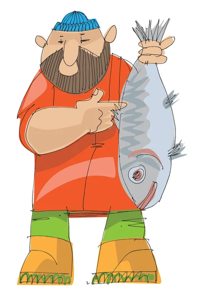 Fisher with big fish — Stock Illustration Fisher with big fish Stock Illustration
