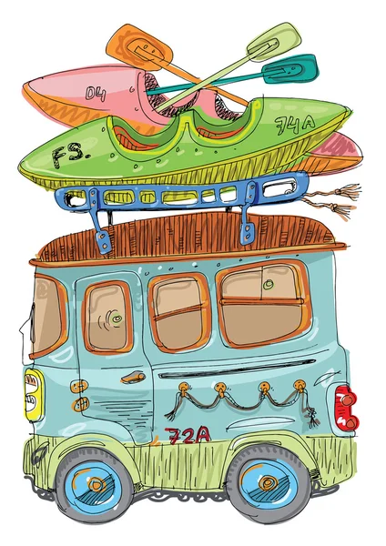 Bus turístico - dibujos animados — Archivo Imágenes Vectoriales