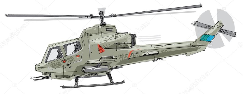 military helicopter - cartoon