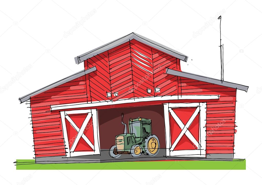 traditional barn - cartoon