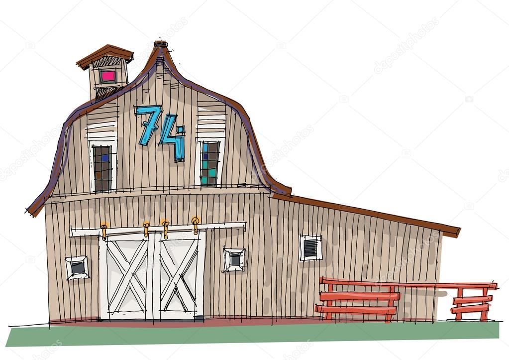 traditional barn - cartoon