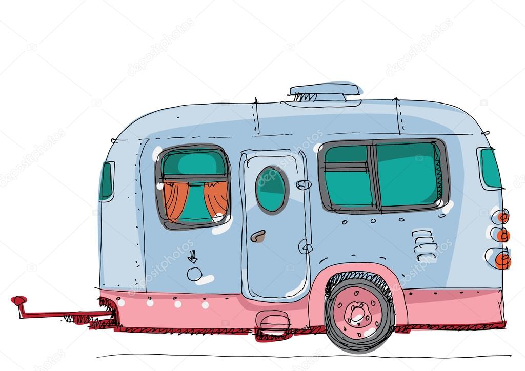 caravan - motor home - cartoon