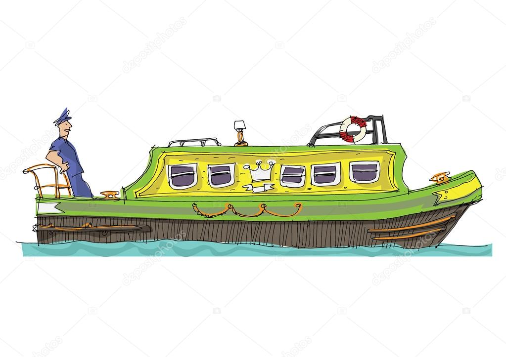 leisure barge - cartoon