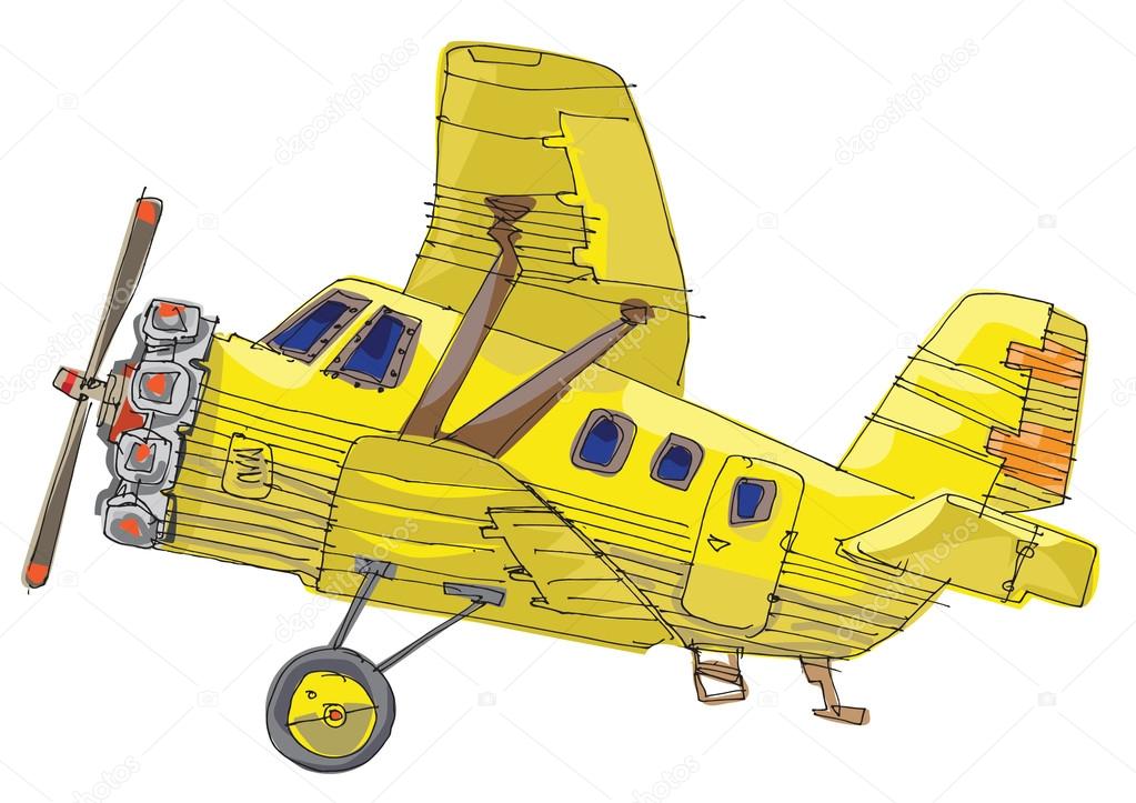 vintage plane - cartoon