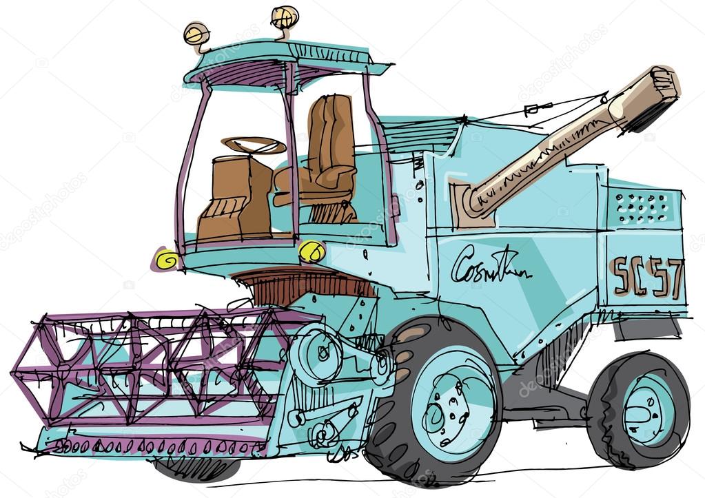 stock illustration bine harvester cartoon