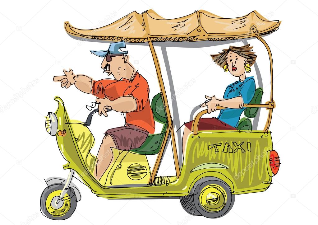 moto rickshaw - cartoon