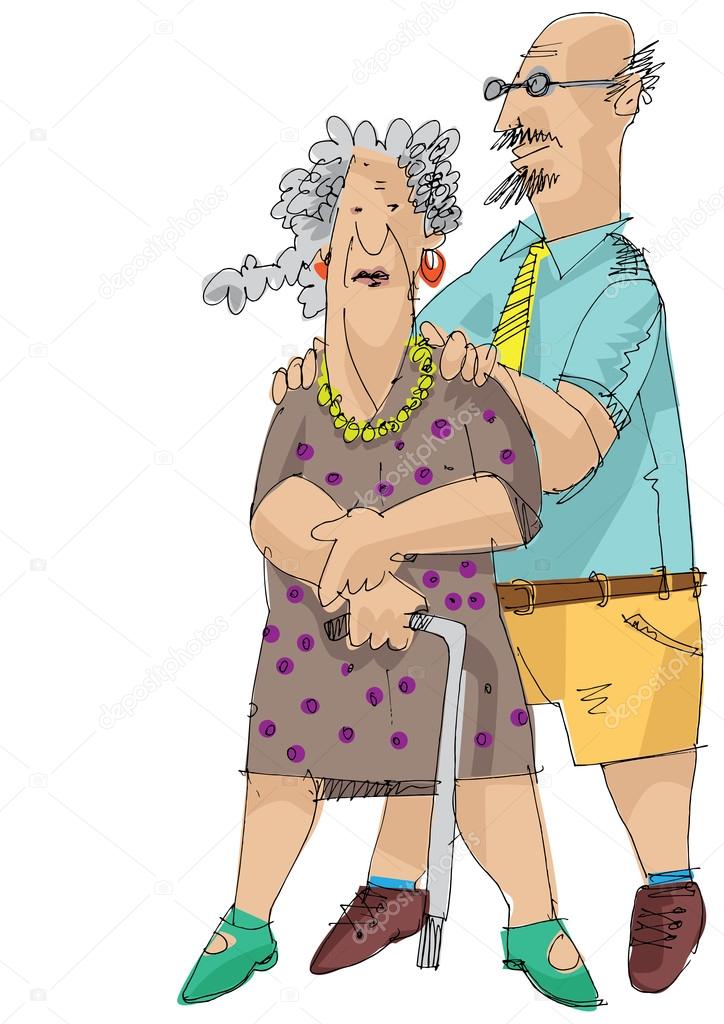 old couple - cartoon