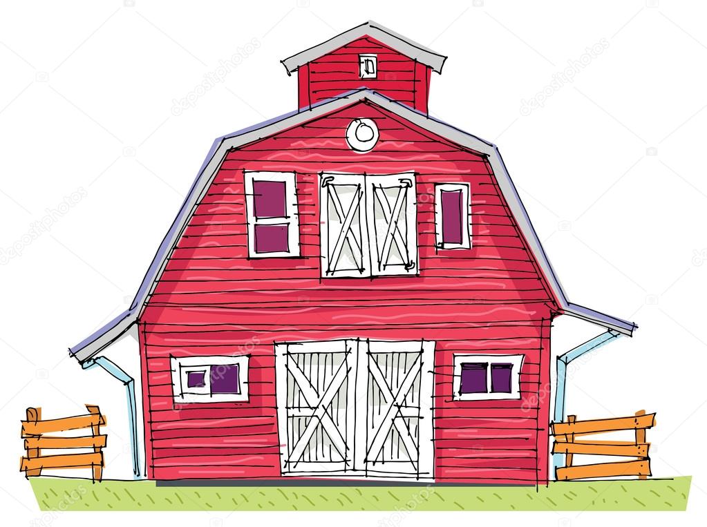 traditional barn - cartoon