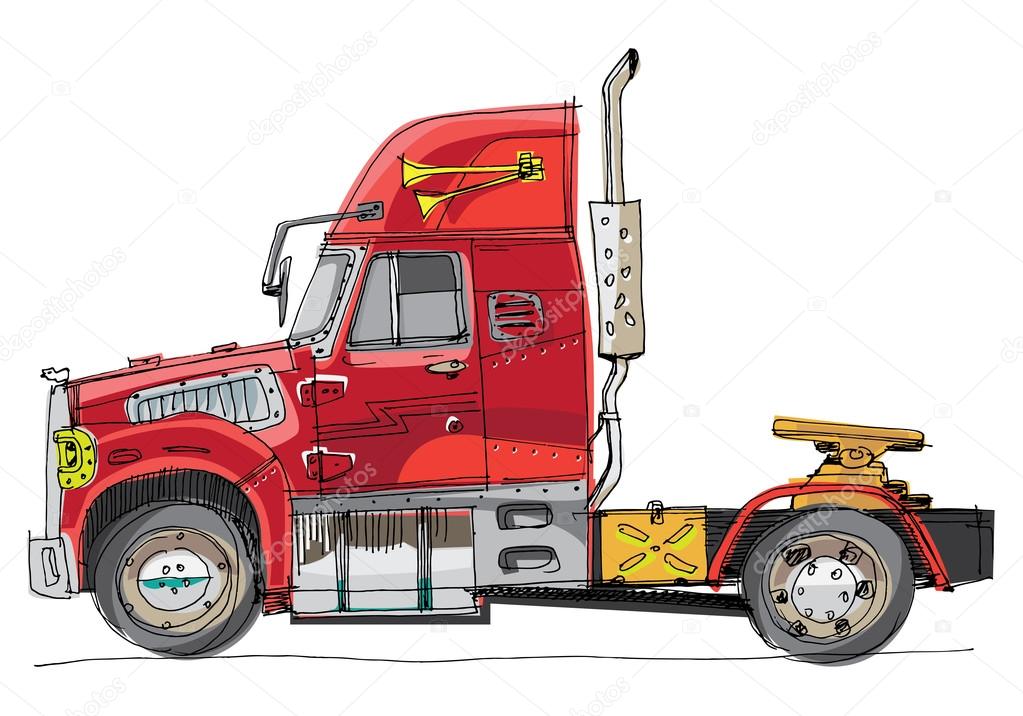 American lorry - cartoon