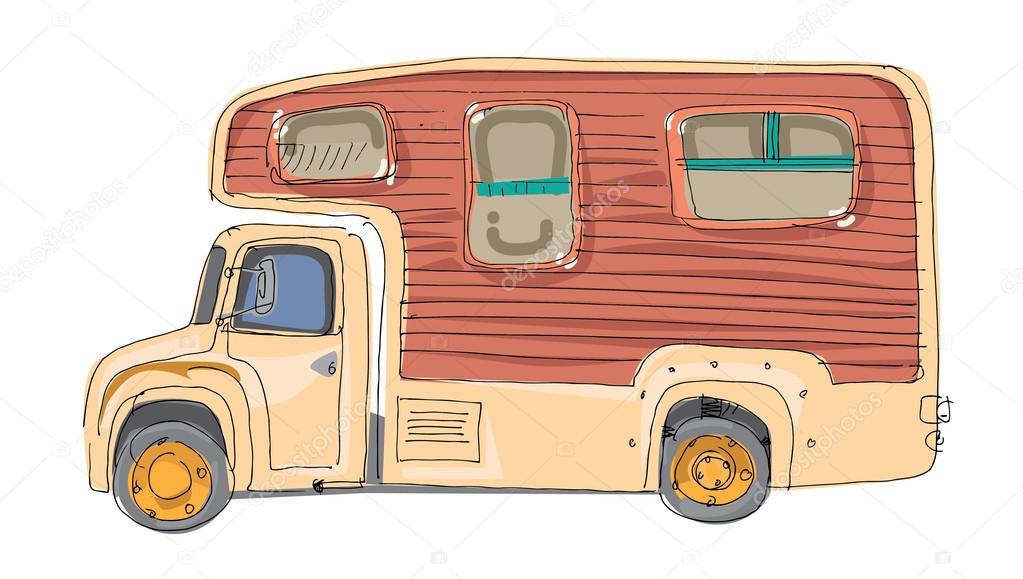 caravan - motor home - cartoon