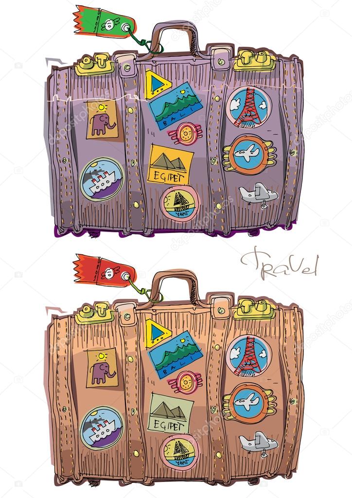 vintage suitcases - cartoon