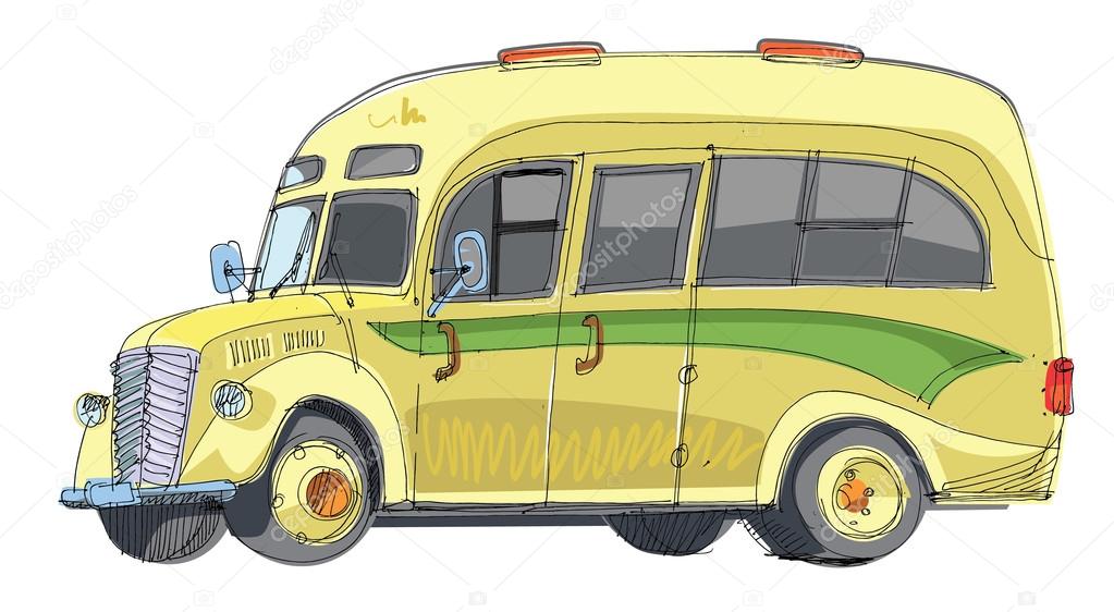 vintage bus - cartoon