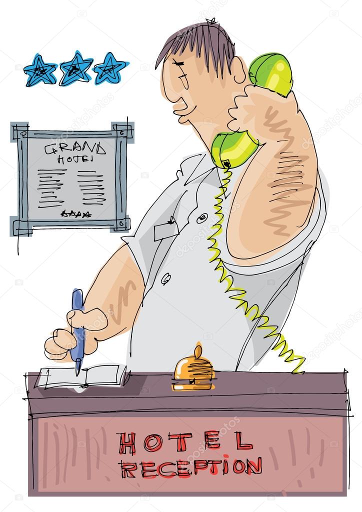 receptionist man- cartoon