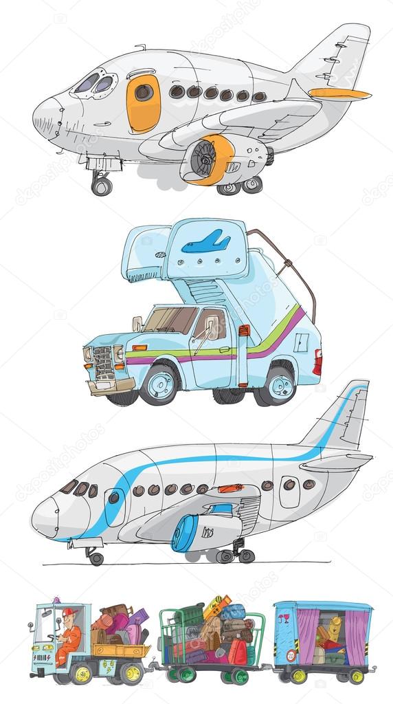 an airport set - cartoon
