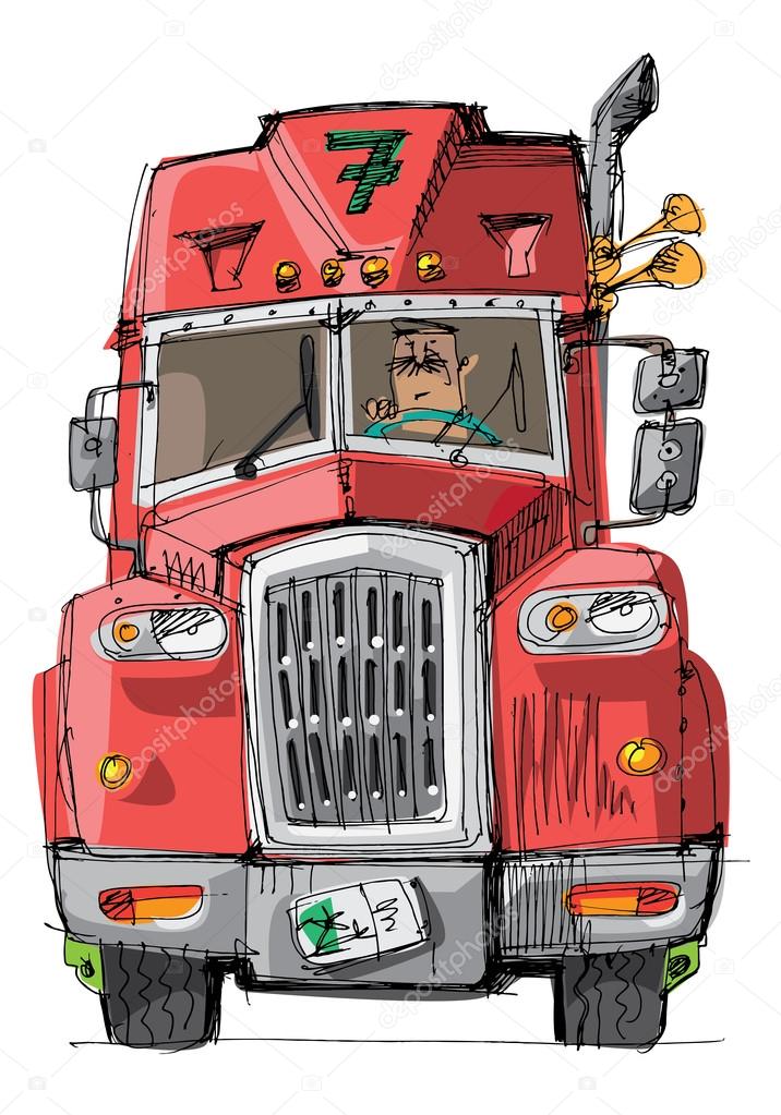 American lorry - cartoon
