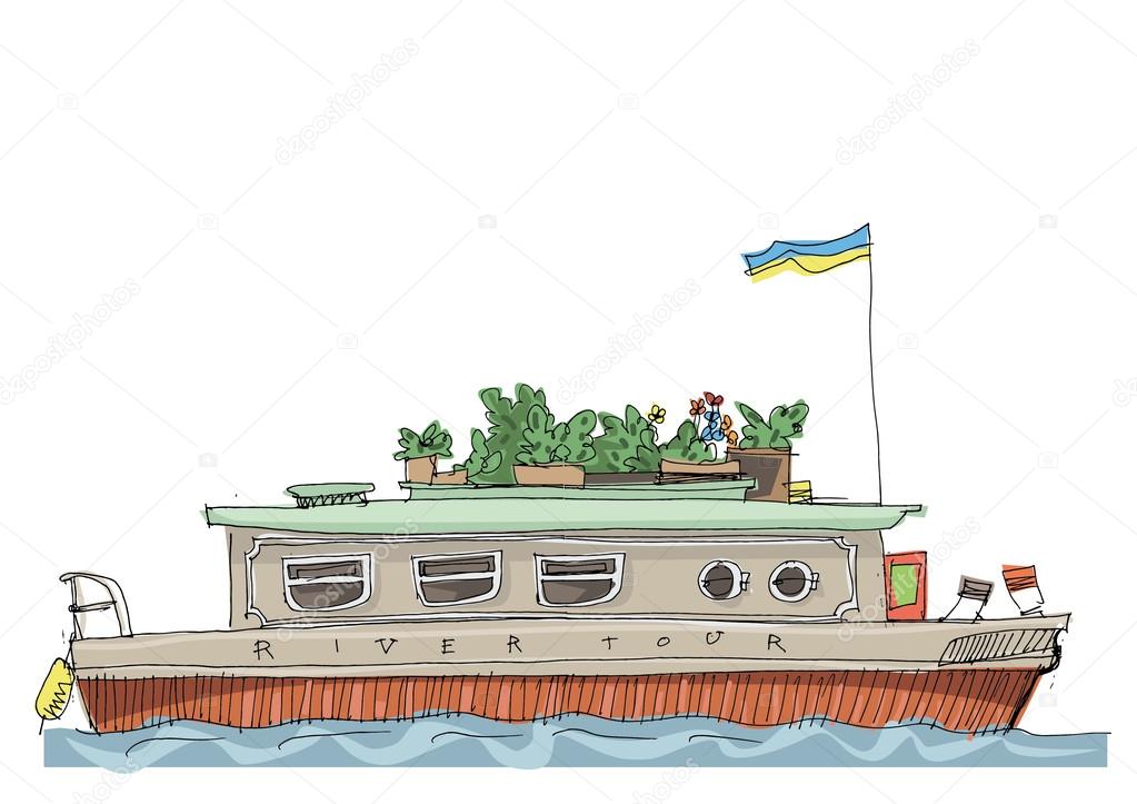 leisure barge - cartoon