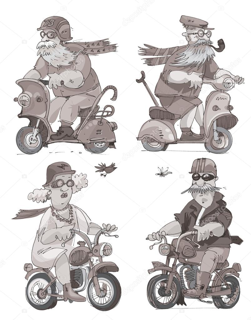 elderly persons riding on  scooter