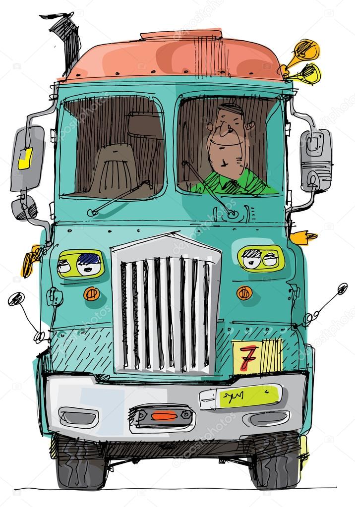 American lorry - cartoon