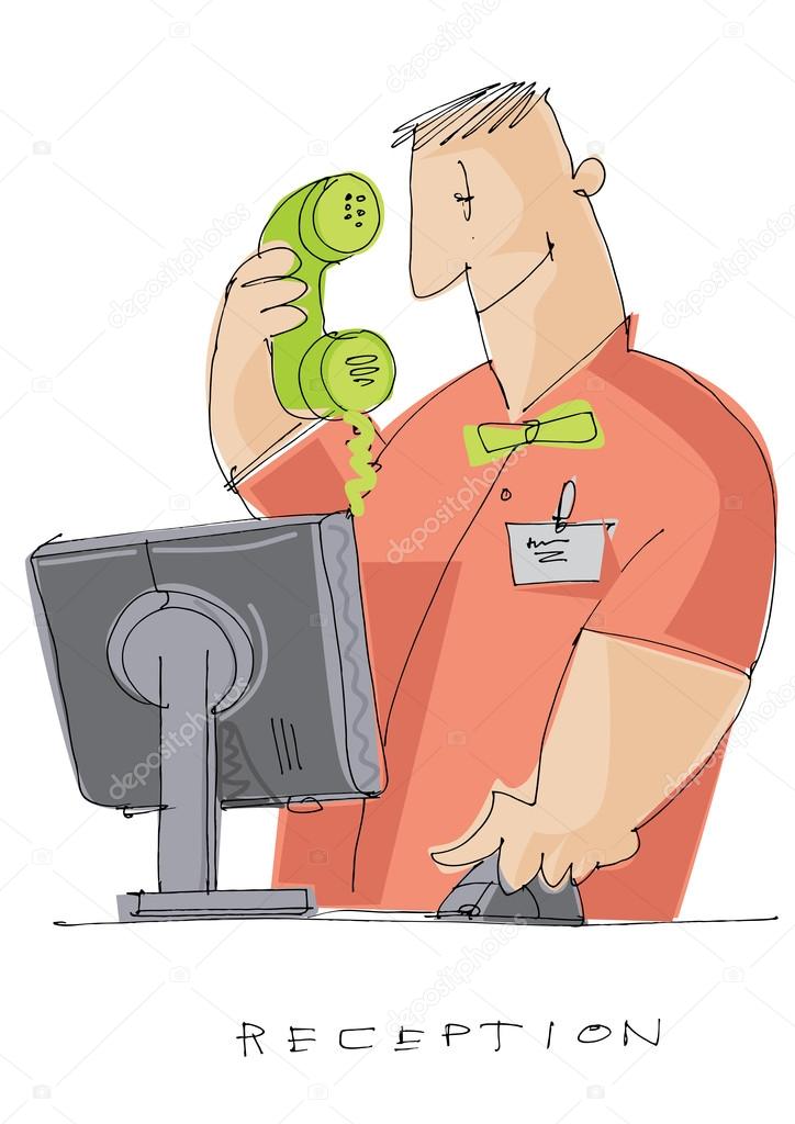 receptionist man- cartoon
