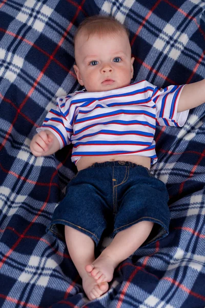 Cute baby boy wearing jeans — Stock Photo, Image