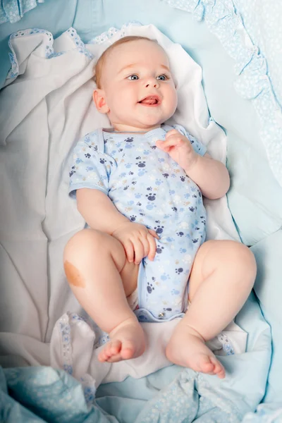 Cute baby resting in cradle — Stock Photo, Image