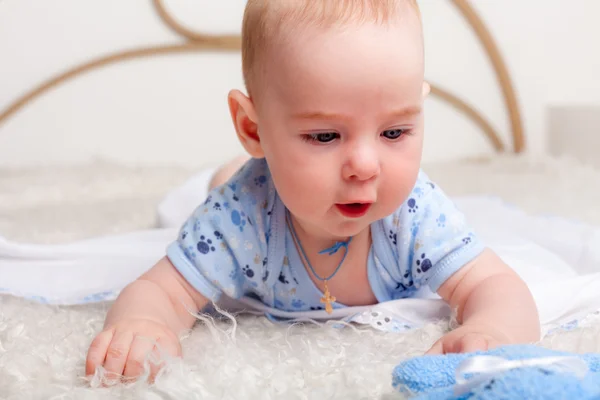 Close up of baby boy with toy — Stock Photo, Image