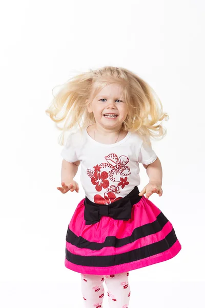 Jumping little girl, close up — Stock Photo, Image