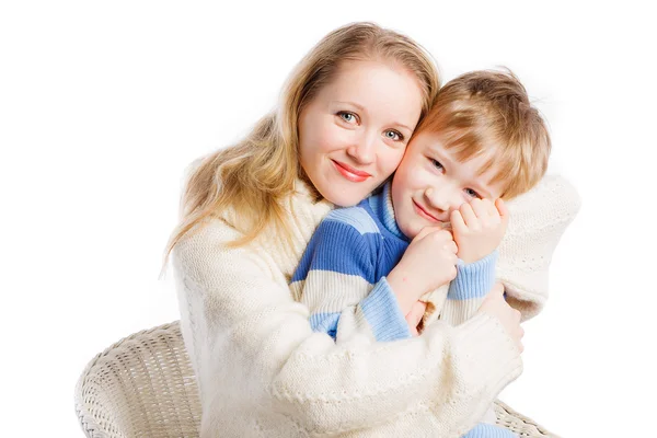 Young beautiful woman hugging with her son — Stock Photo, Image