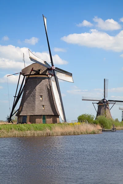 Moinhos de vento antigos perto de kinderdijk — Fotografia de Stock