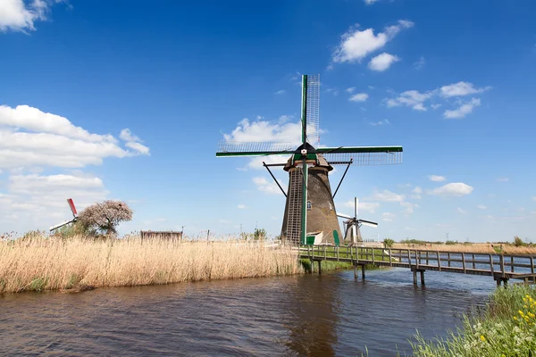 Zabytkowe wiatraki w pobliżu Kinderdijk — Zdjęcie stockowe