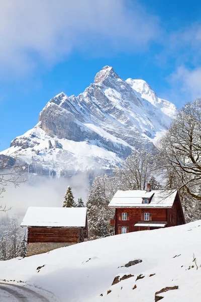 겨울 스위스 알프스에 건물 — 스톡 사진