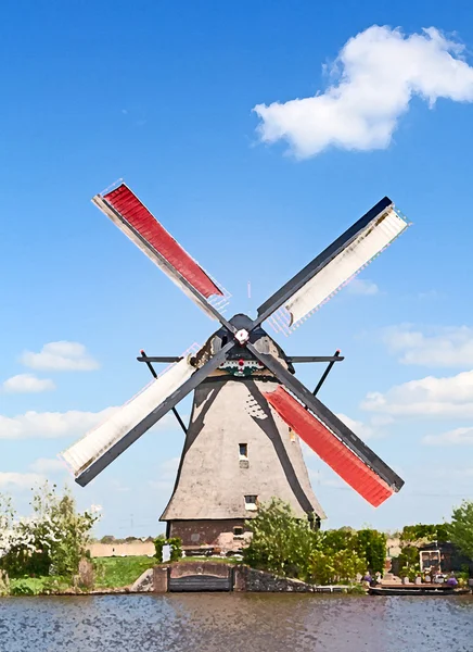 Antiguo molino de viento cerca de Kinderdijk —  Fotos de Stock