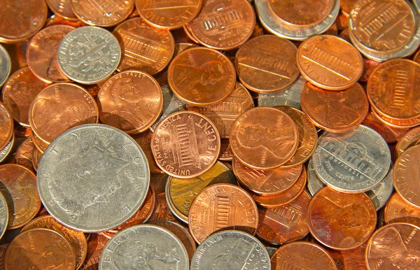 Huge pile of the US coins — Stock Photo, Image