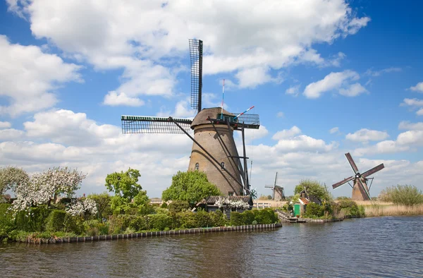 Zabytkowe wiatraki w pobliżu Kinderdijk — Zdjęcie stockowe