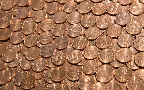 Riesiger Haufen der US-Münzen — Stockfoto