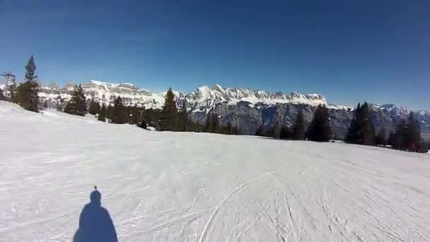 Hanglage Skigebiet Flumserberg Schweiz — Stockvideo